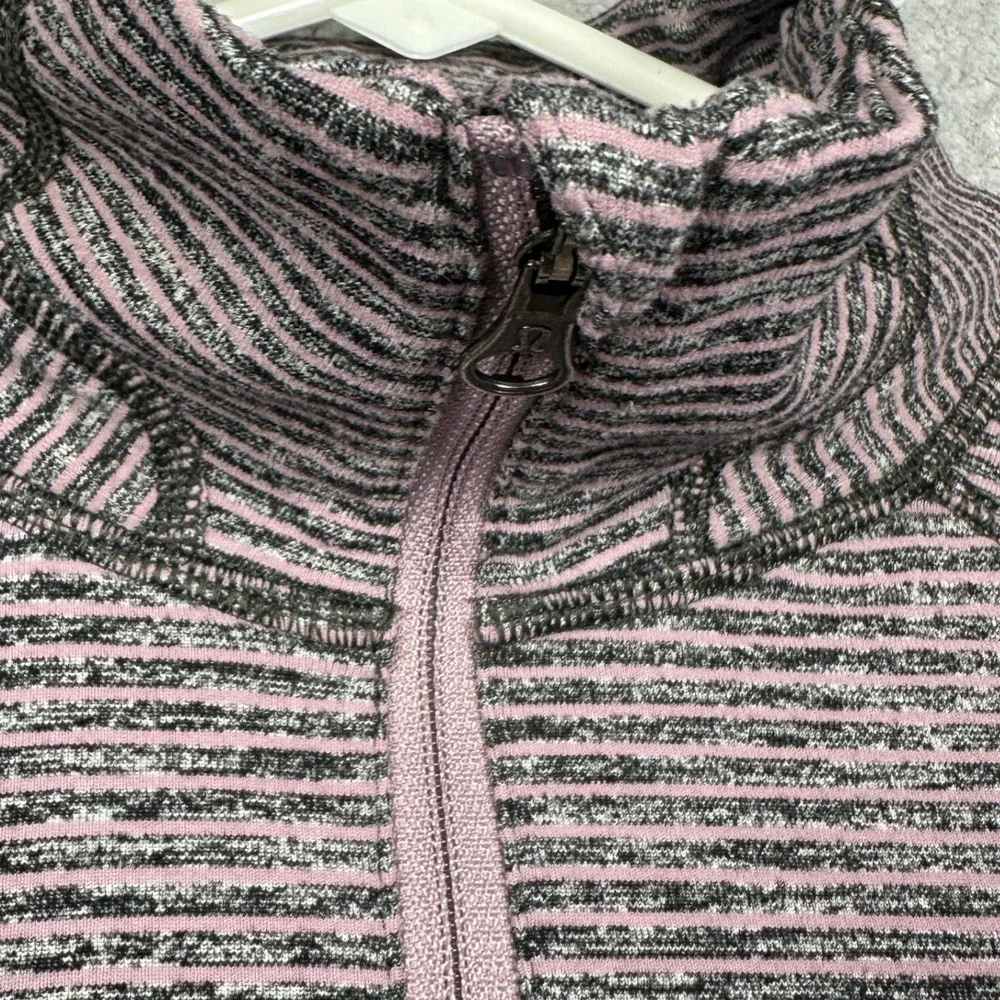 Lululemon Sweatshirt Womens 8 Pink Black Run Swiftly Tech Half Zip Pullover Logo